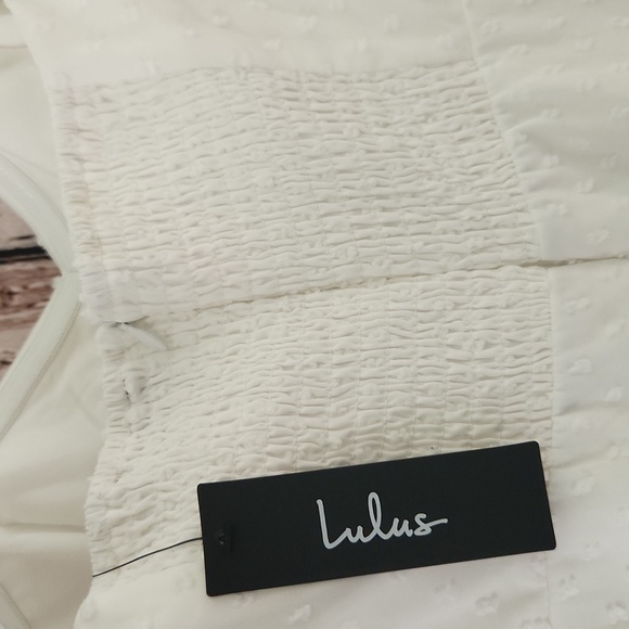 Lulu's Affectionate Aura White Swiss Dot Dress Graduation Wedding Summer - Picture 7 of 7